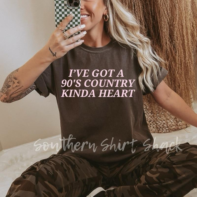 90s country kinda heart T shirt  | Pepper comfort colors t shirt