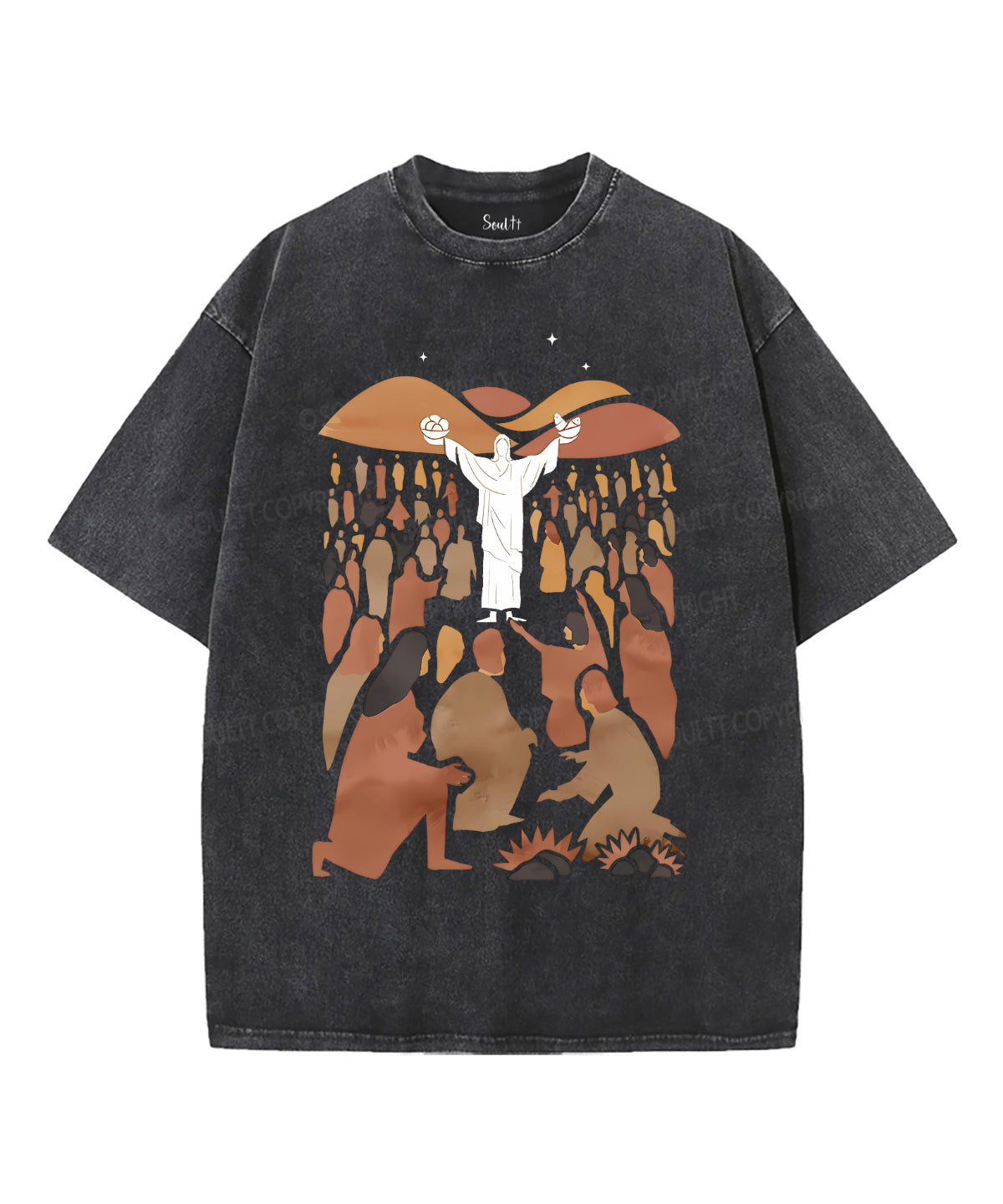 Jesus Feeds 5000 Unisex Washed Christian T-shirt Hoodie, Sweatshirt | CiraTrend.com (Image 1)
