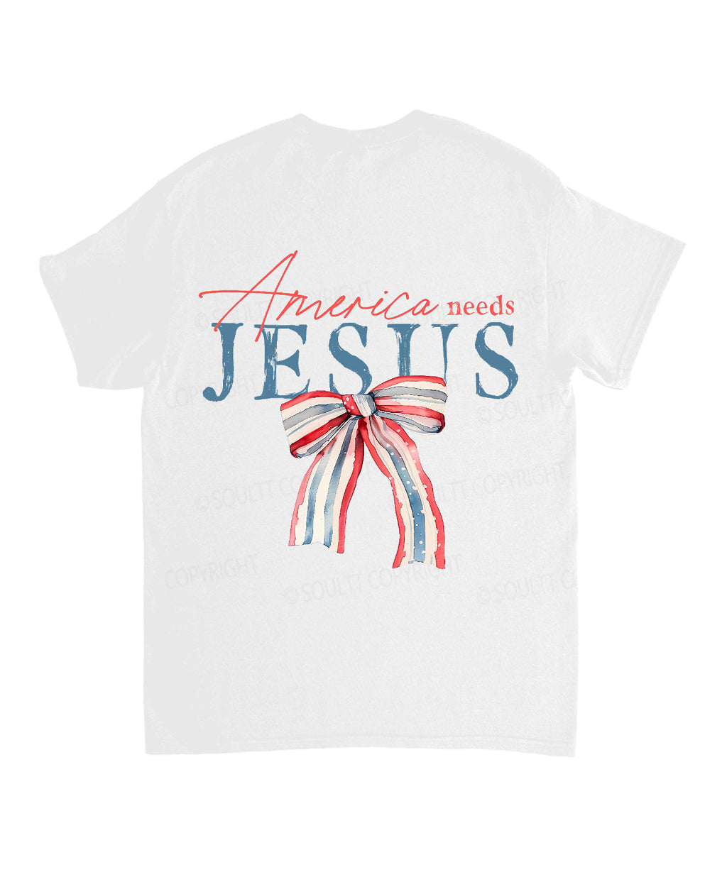 America Needs Jesus Double Sided Unisex Cotton Christian T-Shirt Hoodie, Sweatshirt | CiraTrend.com (Image 3)