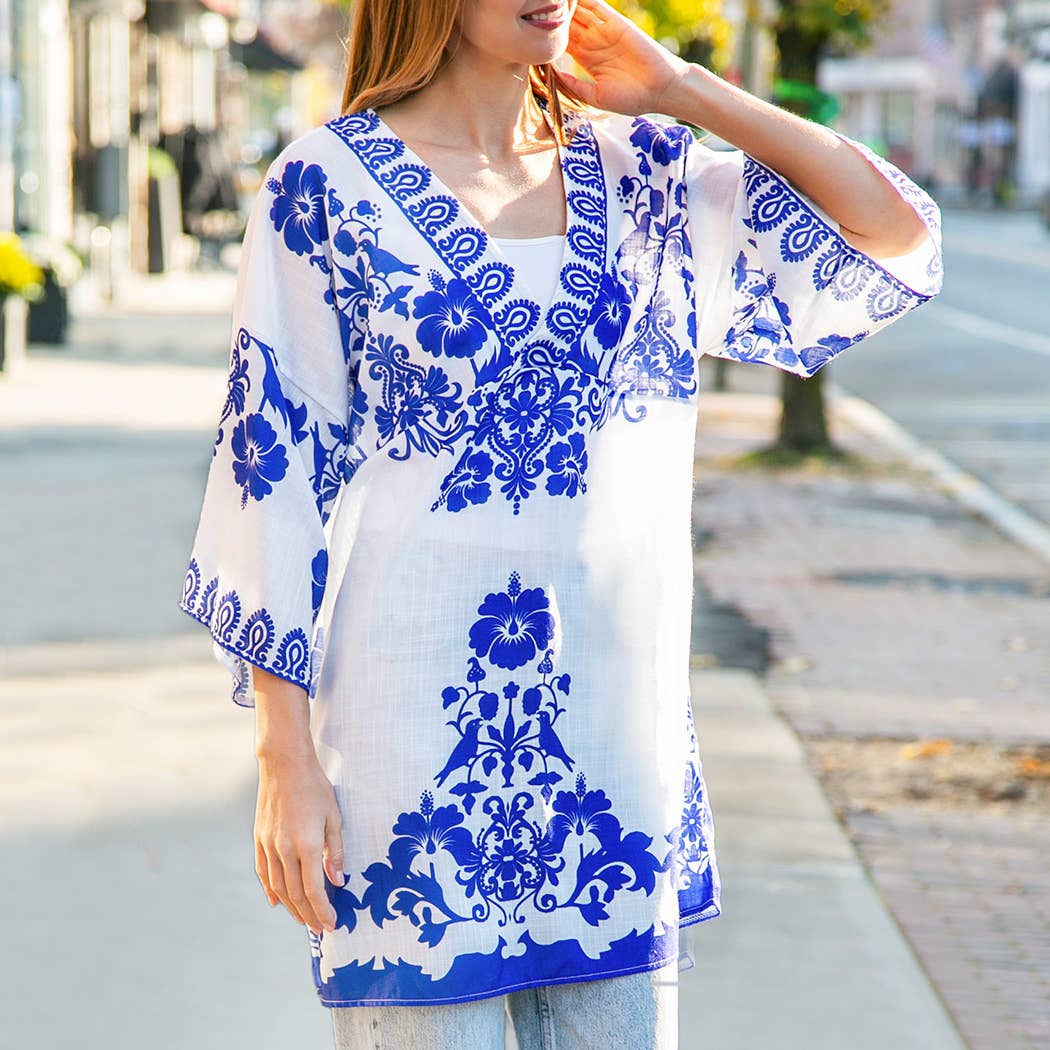 Floral Print Summer Cover-Up Dress