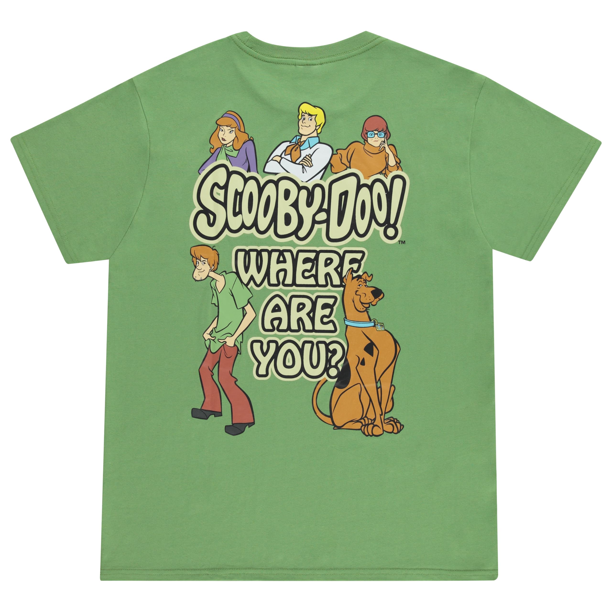 Scooby-Doo Mens Throwback Shirt, Shaggy, Velma Tee - Classic Front and Back Rubber Patch T-Shirt Hoodie, Sweatshirt (Image 2)