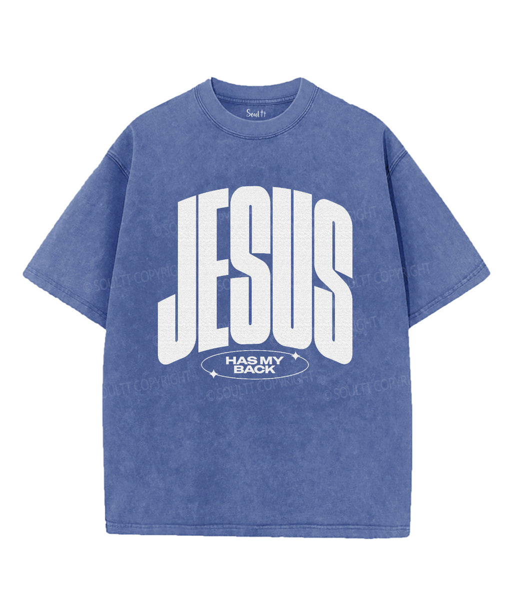 Jesus Has My Back Unisex Washed Christian T-shirt Hoodie, Sweatshirt | CiraTrend.com (Image 4)