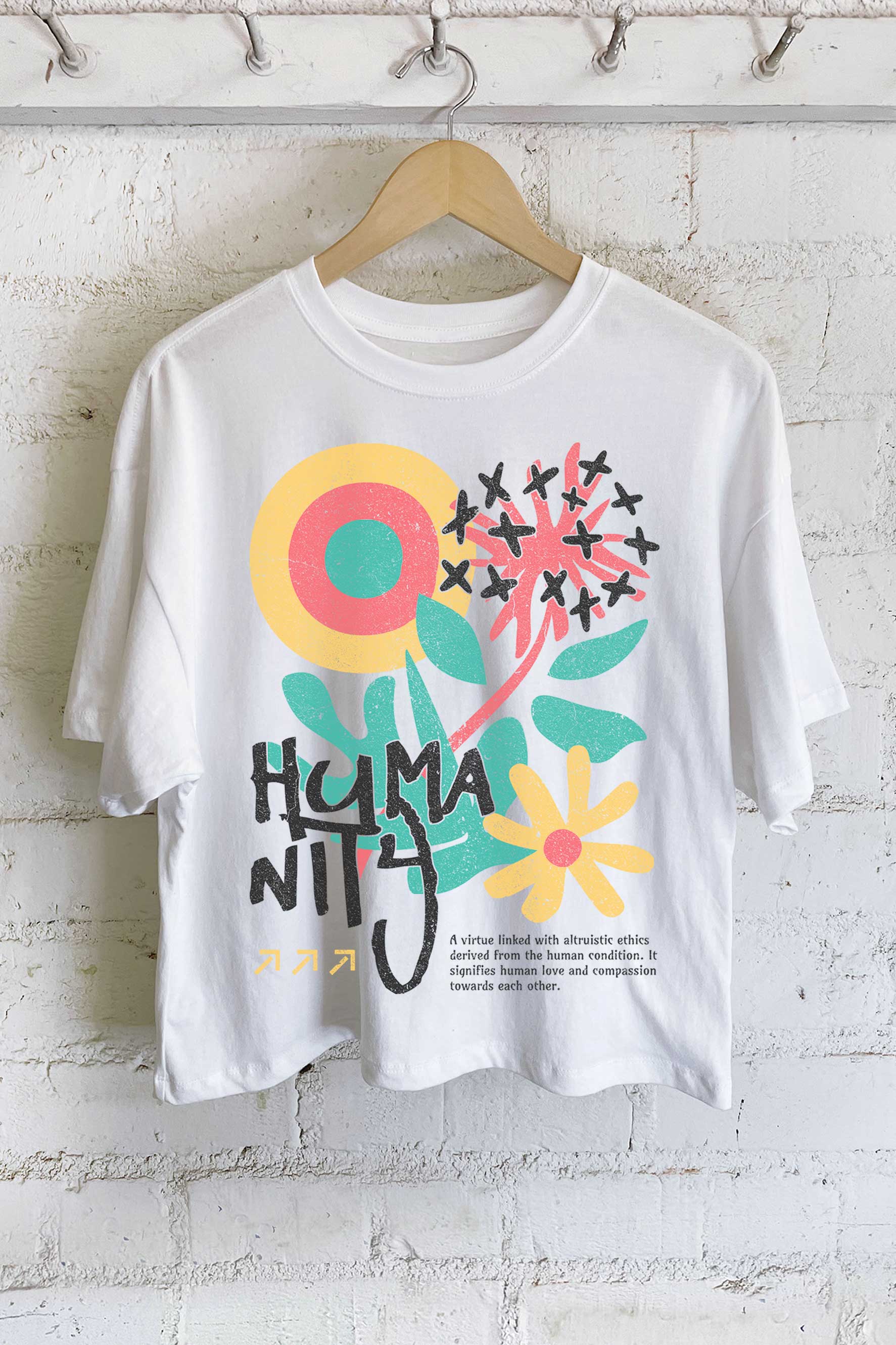 Humanity Flower Graphic Long Crop Top