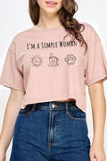 I'm A Simple Woman Mineral Graphic Long Crop Top