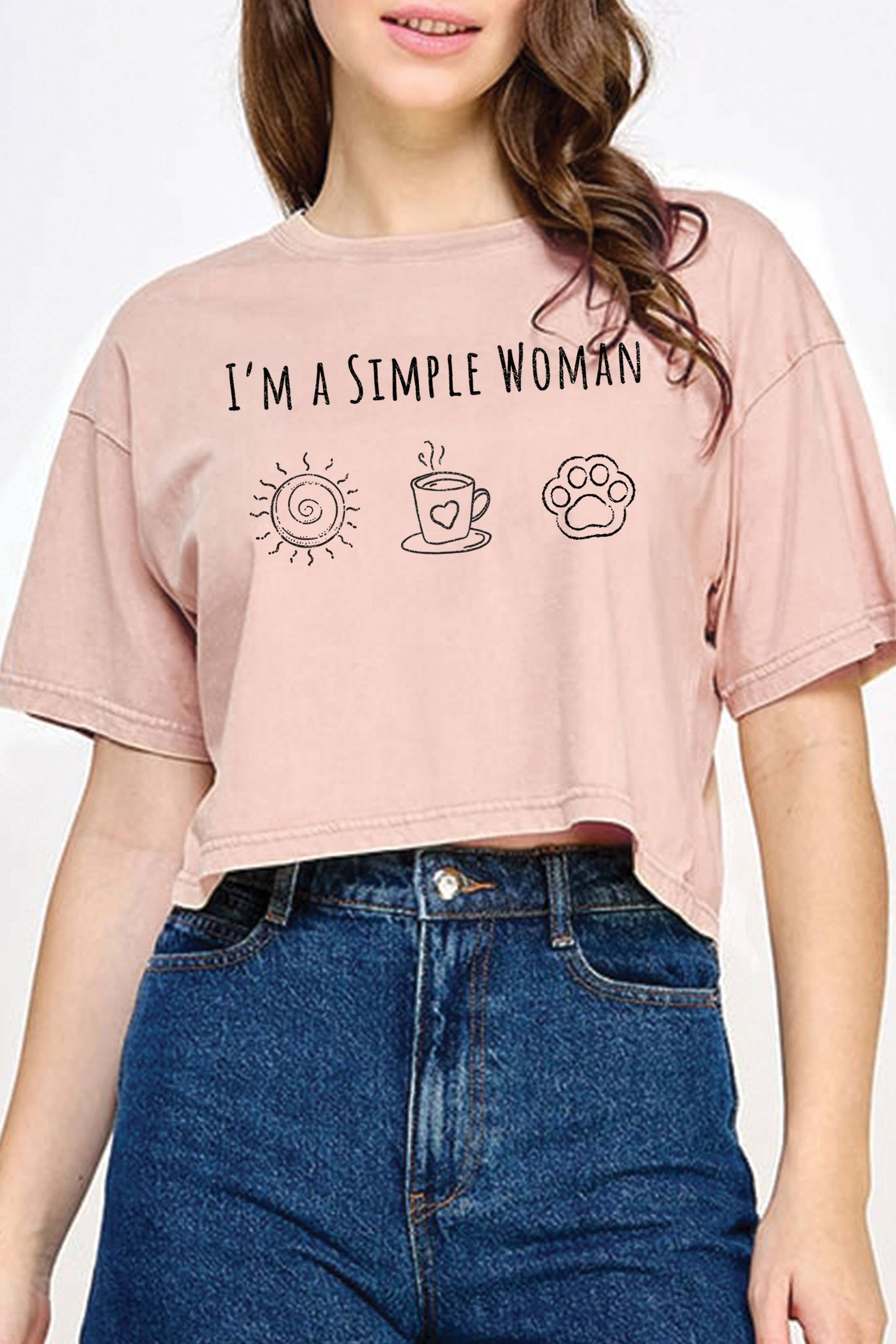 I'm A Simple Woman Mineral Graphic Long Crop Top