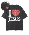 I Love Jesus Double Sided Unisex Washed Christian T-shirt Hoodie, Sweatshirt | CiraTrend.com (Image 1)