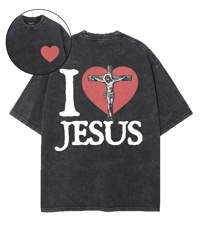 I Love Jesus Double Sided Unisex Washed Christian T-shirt Hoodie, Sweatshirt | CiraTrend.com (Image 1)