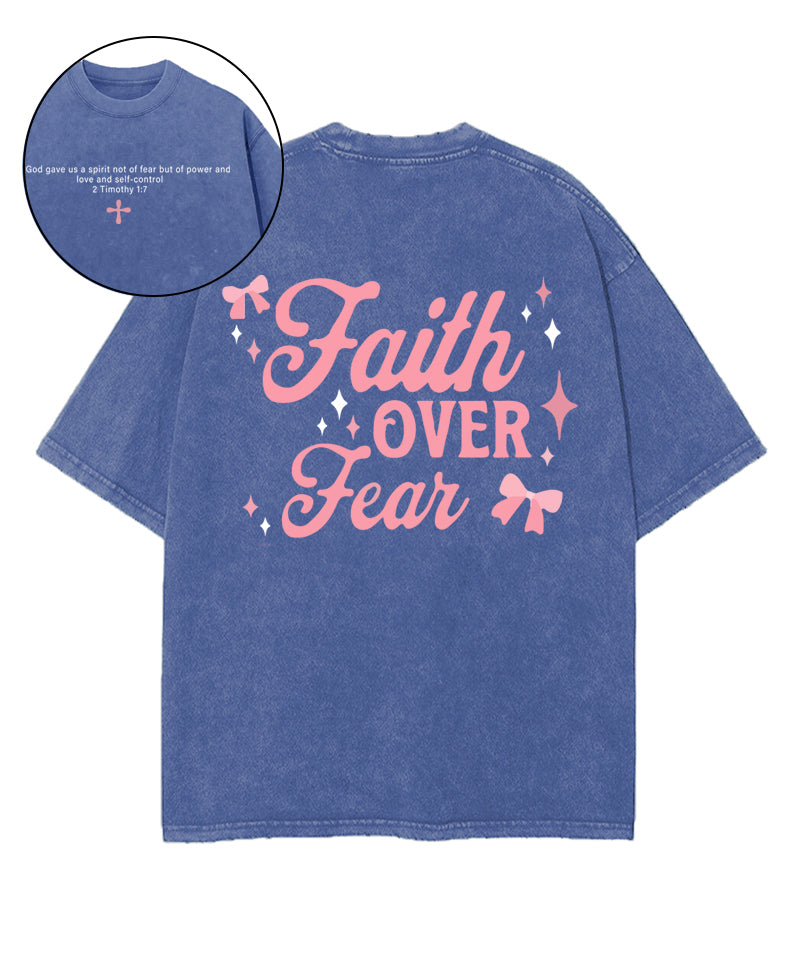 Faith Over Fear Double Side Design Washed Christian T-shirt Hoodie, Sweatshirt | CiraTrend.com (Image 3)