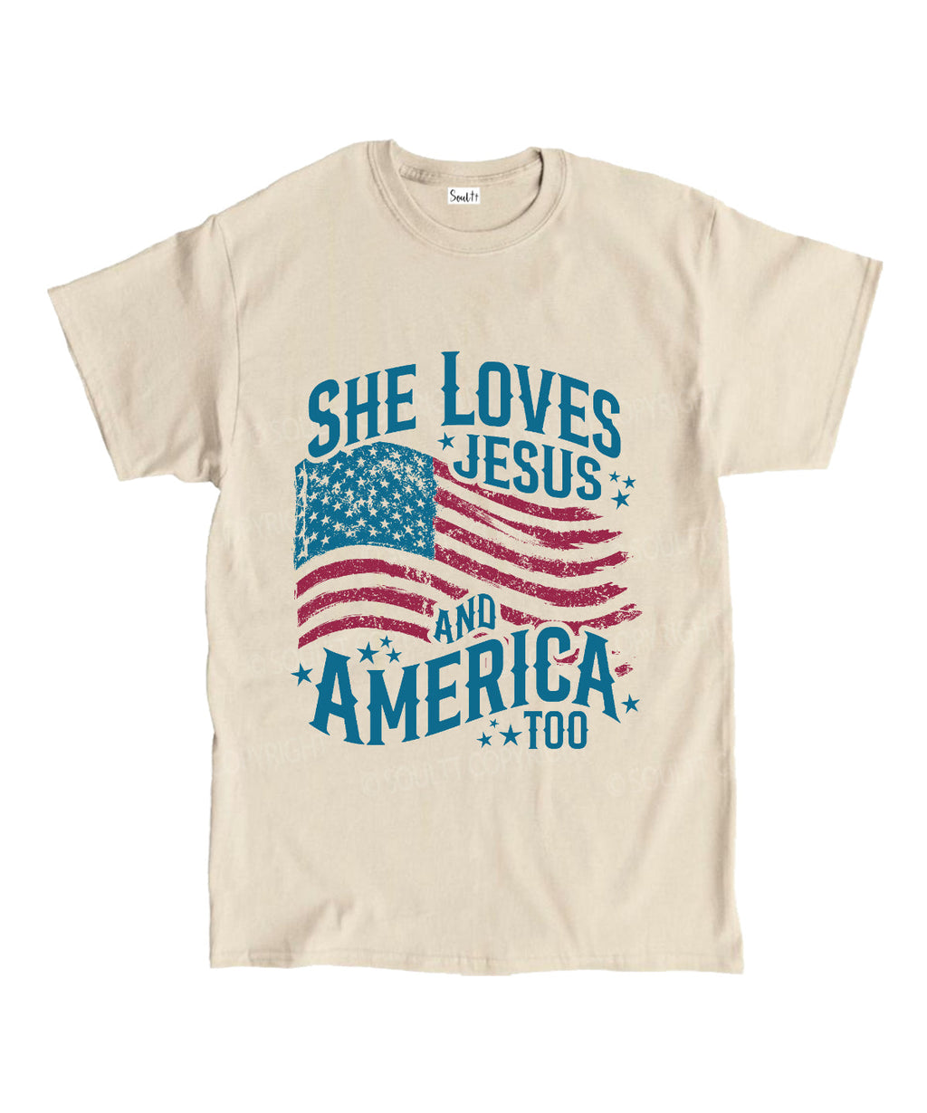 She Loves Jesus And America Unisex Cotton Christian T-Shirt Hoodie, Sweatshirt | CiraTrend.com (Image 4)