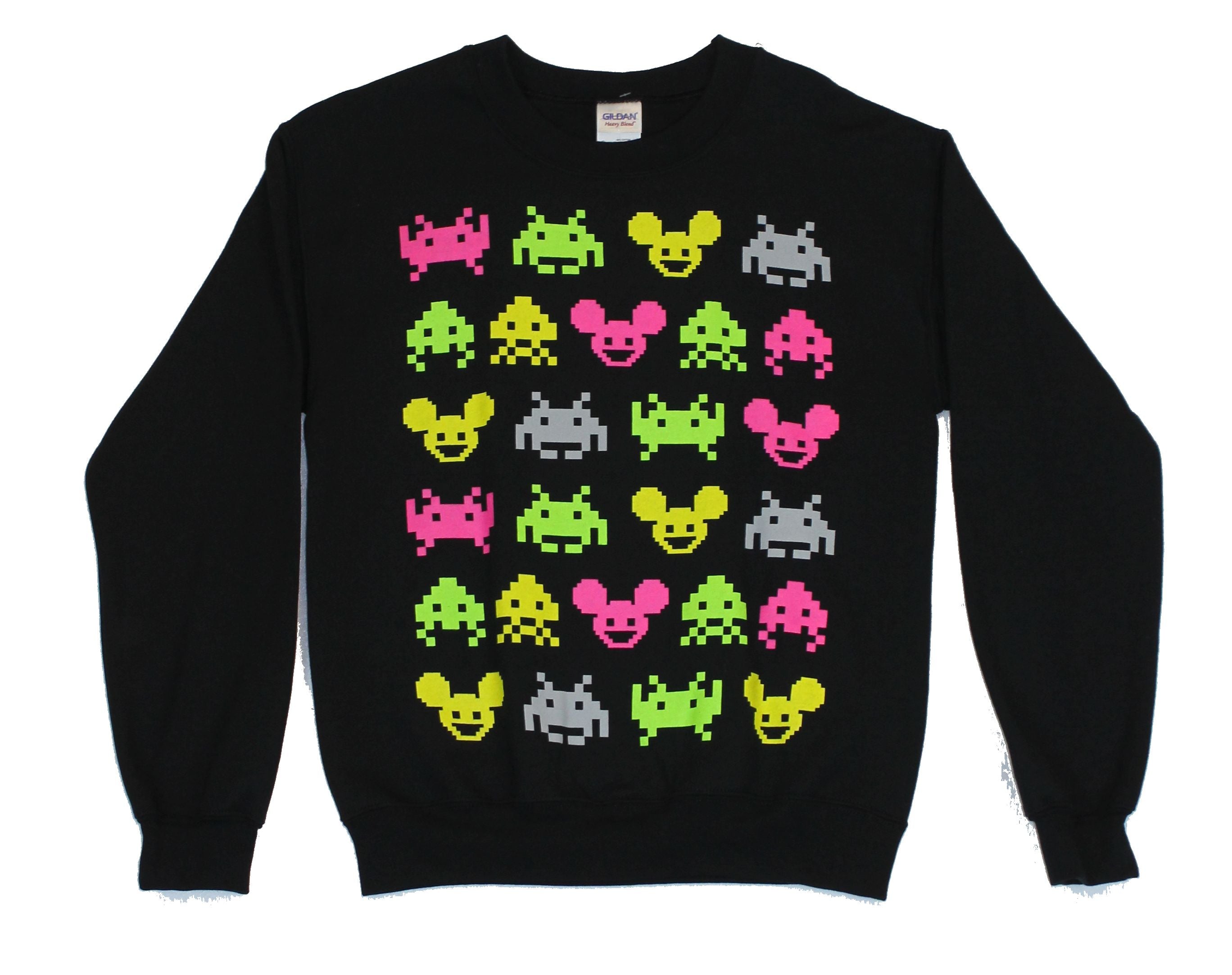 Deadmau5 (deadmaus) Crew Neck Sweatshirt -  Space Invader Style Repeat Images T-Shirts, Hoodie | CiraTrend.com