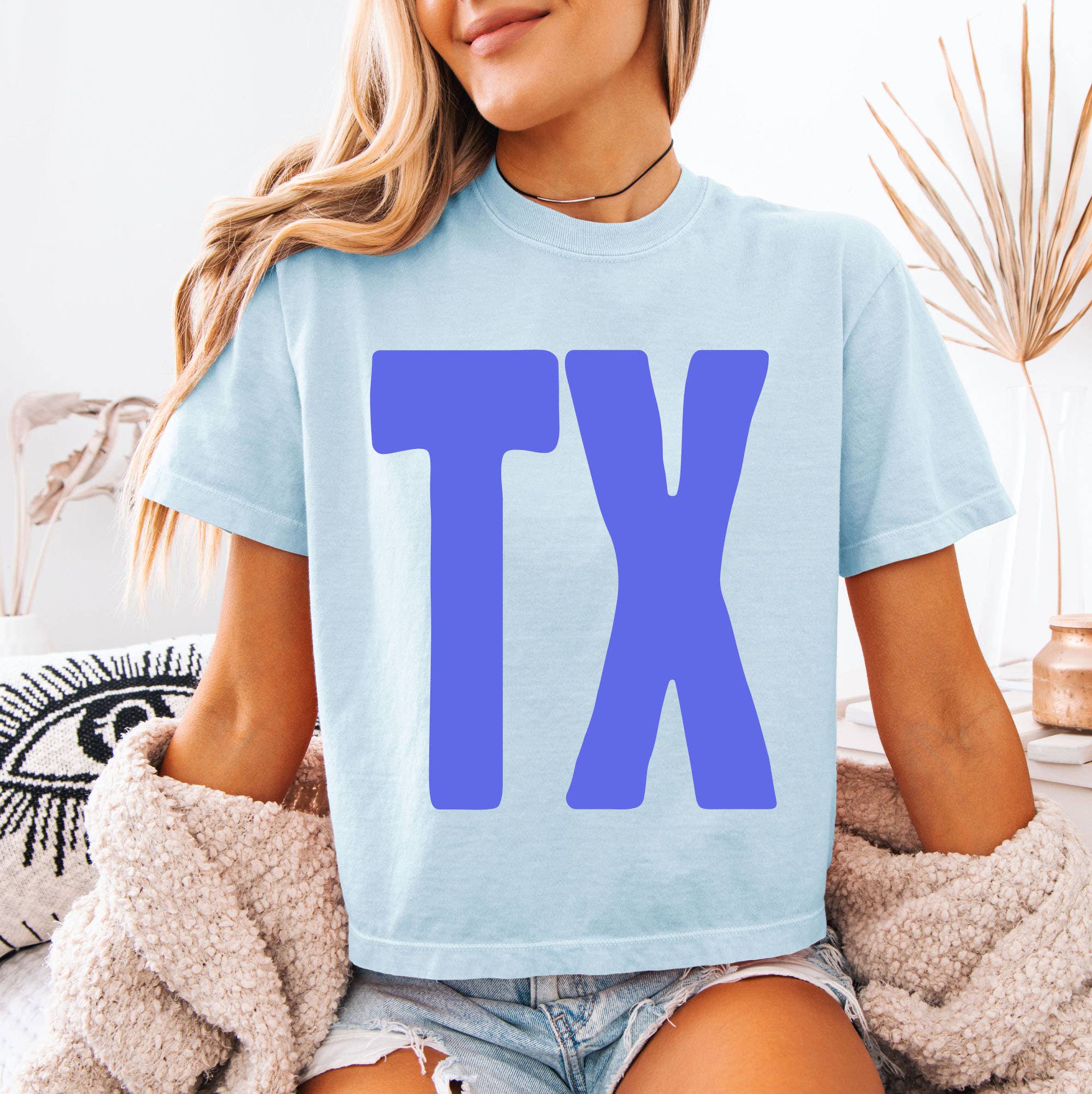 Personalized State Crop Tee, Custom State Initials Crop Tee