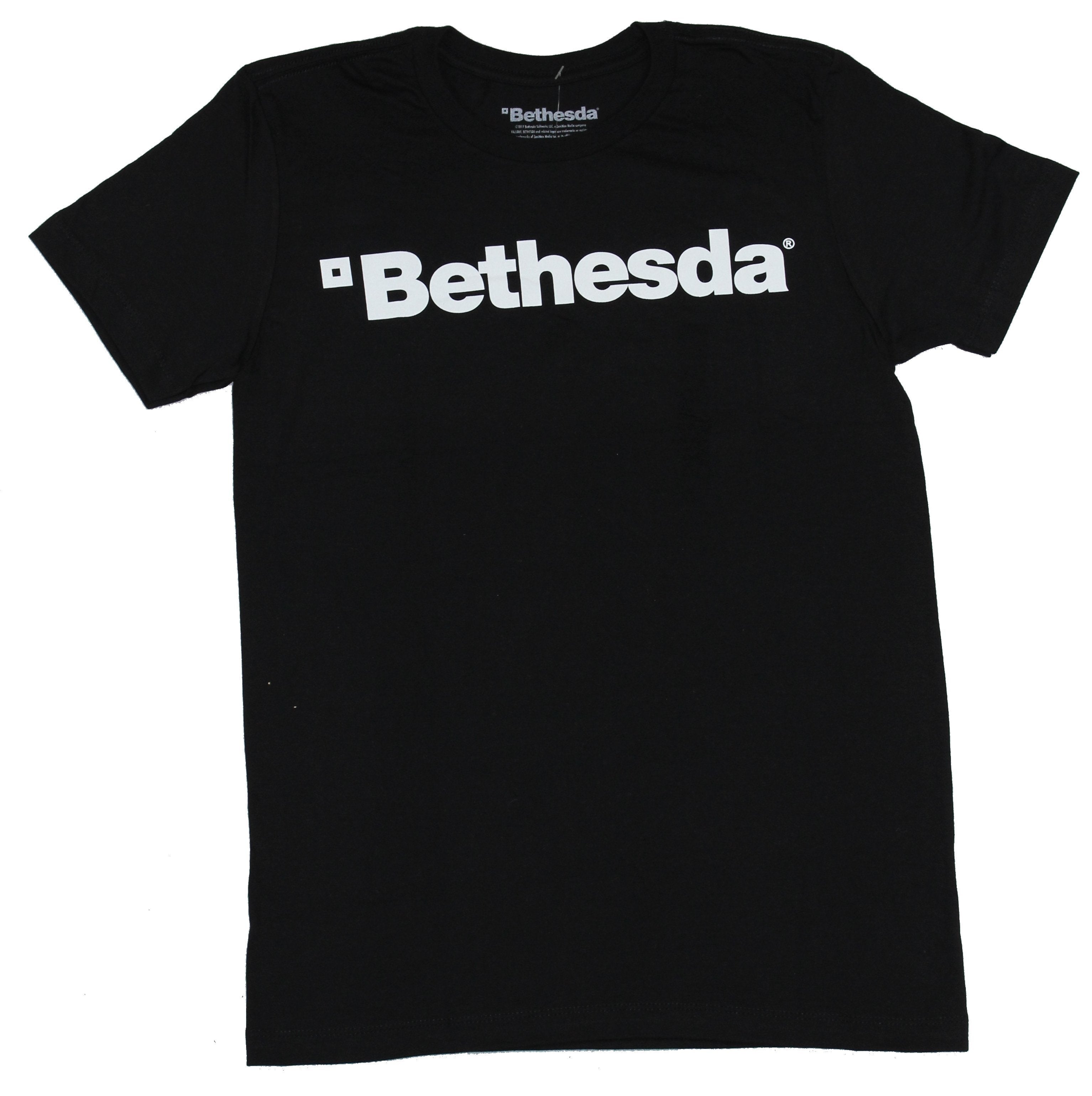 Bethesda Mens T-Shirt - Simple White Word Logo Image Hoodie, Sweatshirt | CiraTrend.com