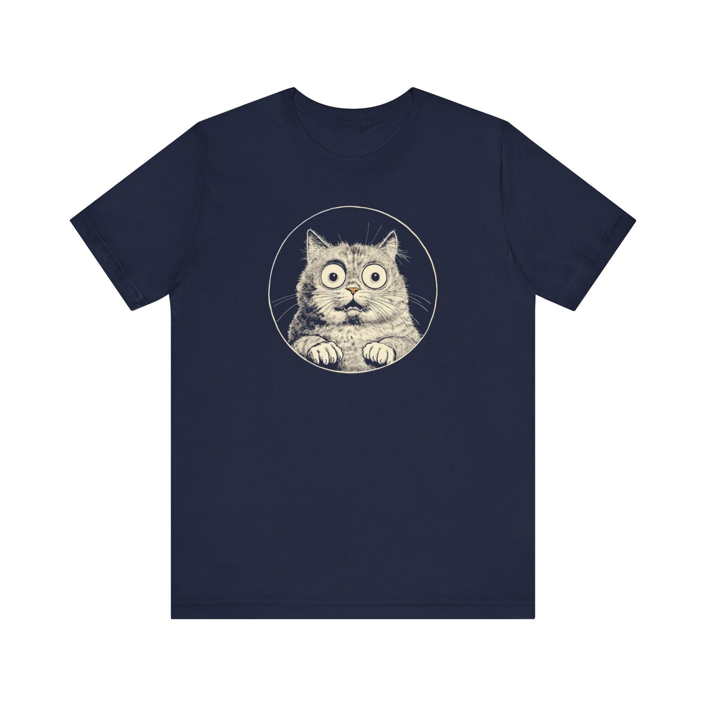 Wide-Eyed Cat Graphic Tee Ã¢â‚¬â€œ Vintage Style Cat Lover Shirt Style001