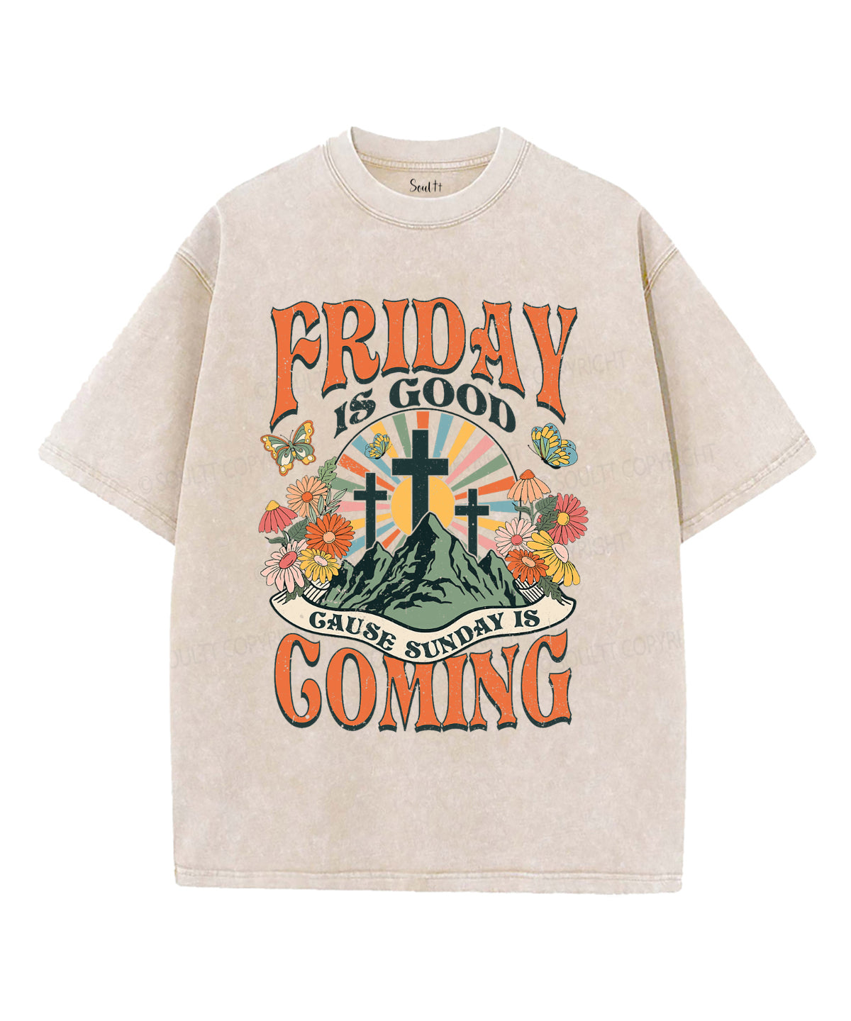 Sunday Is Coming Washed Christian T-shirt Hoodie, Sweatshirt | CiraTrend.com (Image 1)