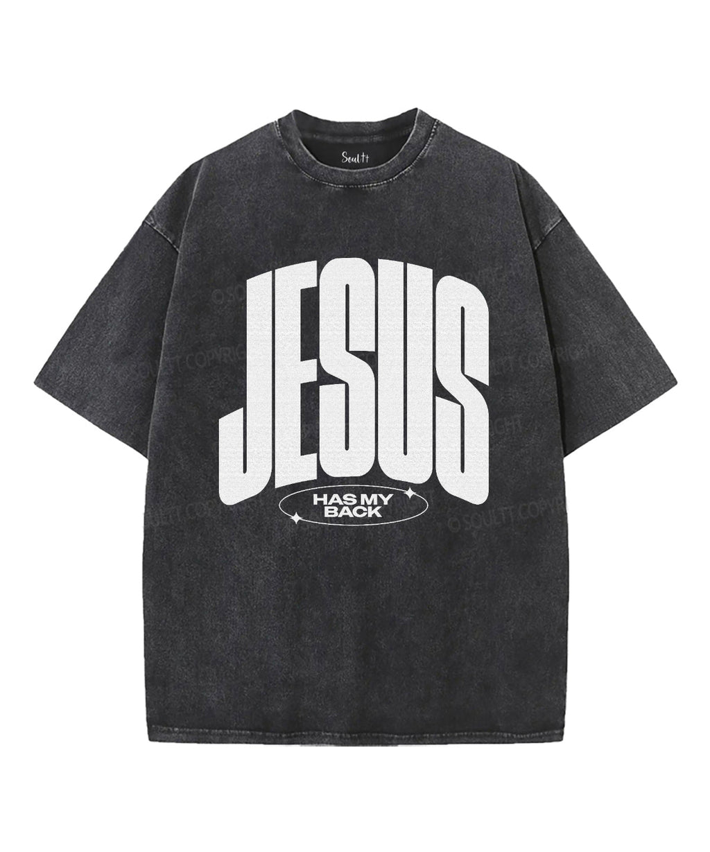 Jesus Has My Back Unisex Washed Christian T-shirt Hoodie, Sweatshirt | CiraTrend.com (Image 2)