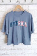 America Graphic Long Crop Top