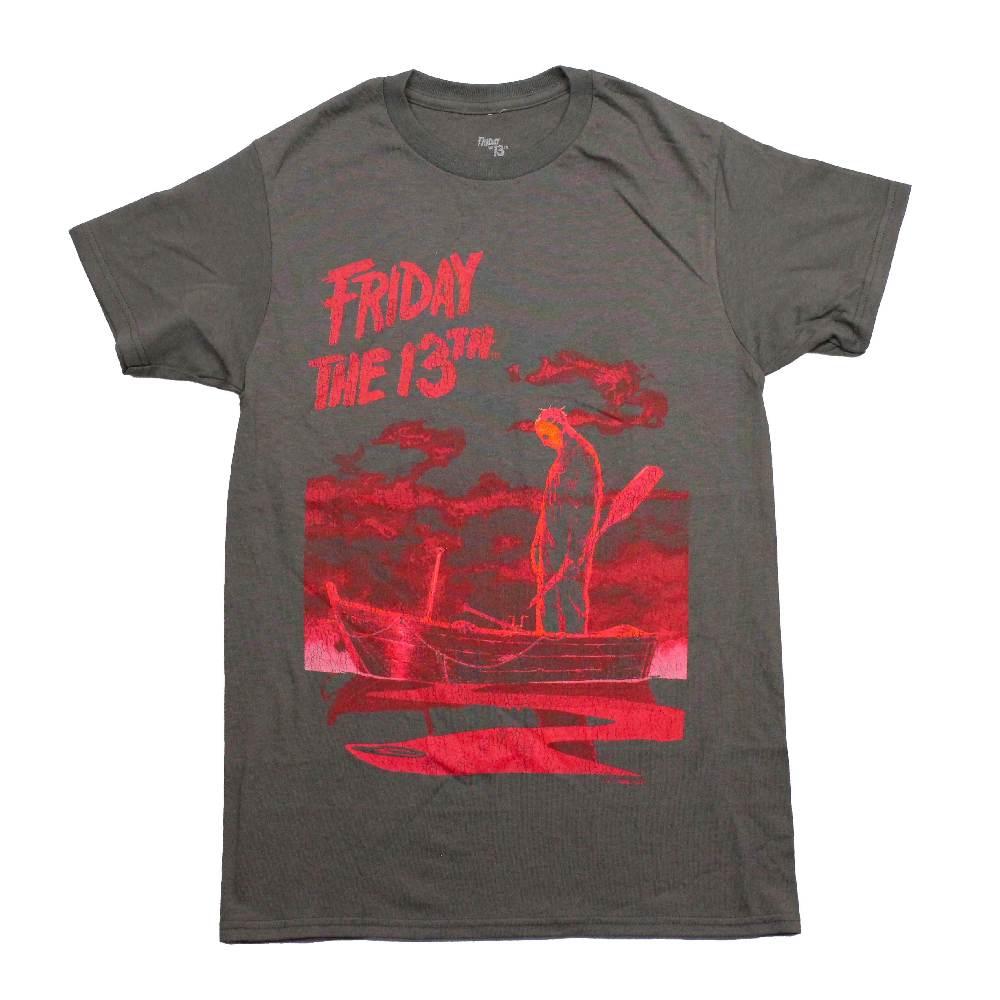Friday the 13th Mens T-Shirt -  Jason Standing In Boat All Red Distressed Hoodie, Sweatshirt | CiraTrend.com