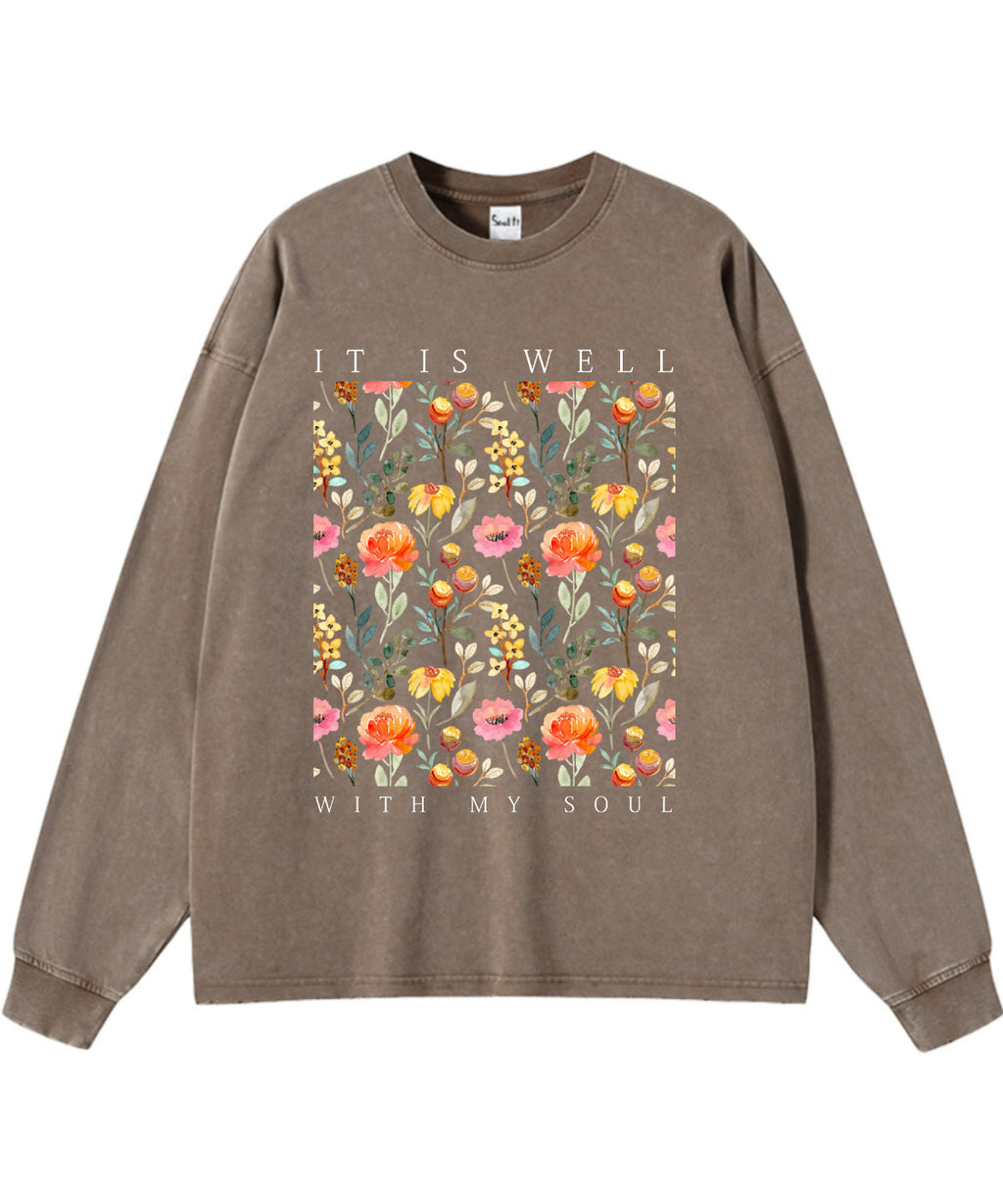 It Is Well With My Soul Washed Christian Long-sleeve T-shirt Hoodie, Sweatshirt | CiraTrend.com (Image 3)