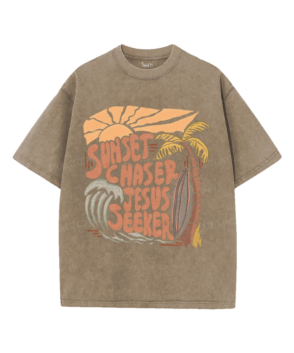Sunset Chaser Jesus Seeker Unisex Washed Christian T-shirt Hoodie, Sweatshirt | CiraTrend.com (Image 5)