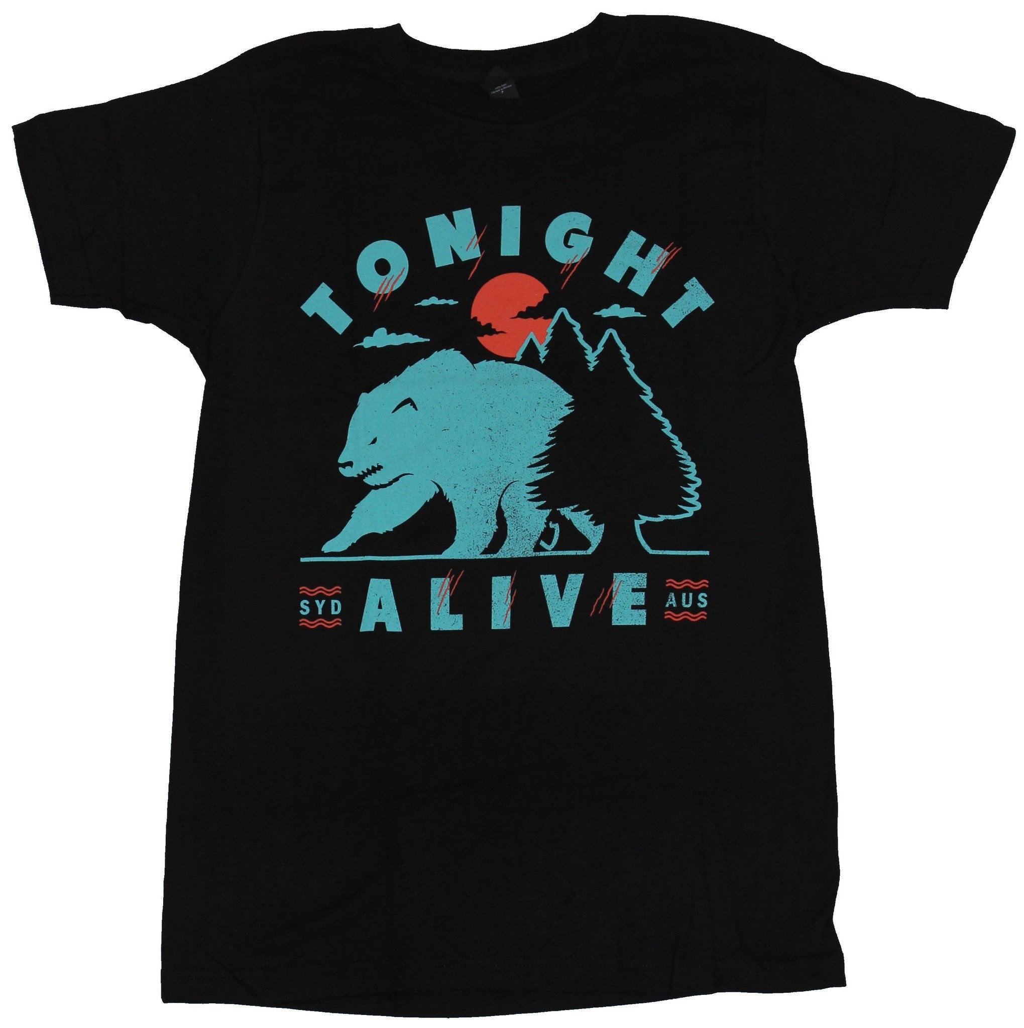 Tonight Alive Mens T-Shirt - Big Blue Bear In the Woods Word Logo Hoodie, Sweatshirt | CiraTrend.com