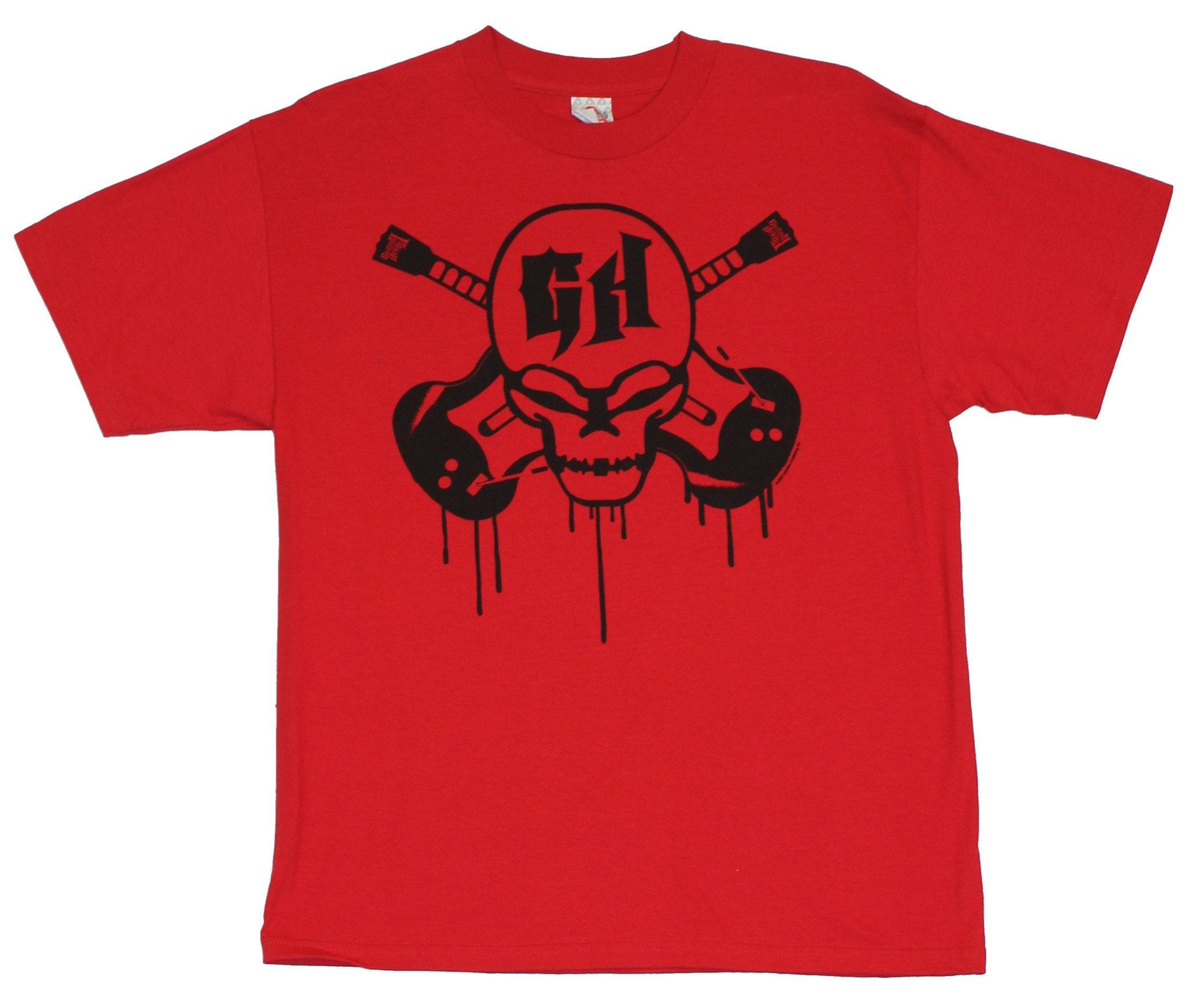 Guitar Hero Mens T-Shirt  - Guitar and Skull Image on Red [Apparel] Hoodie, Sweatshirt | CiraTrend.com
