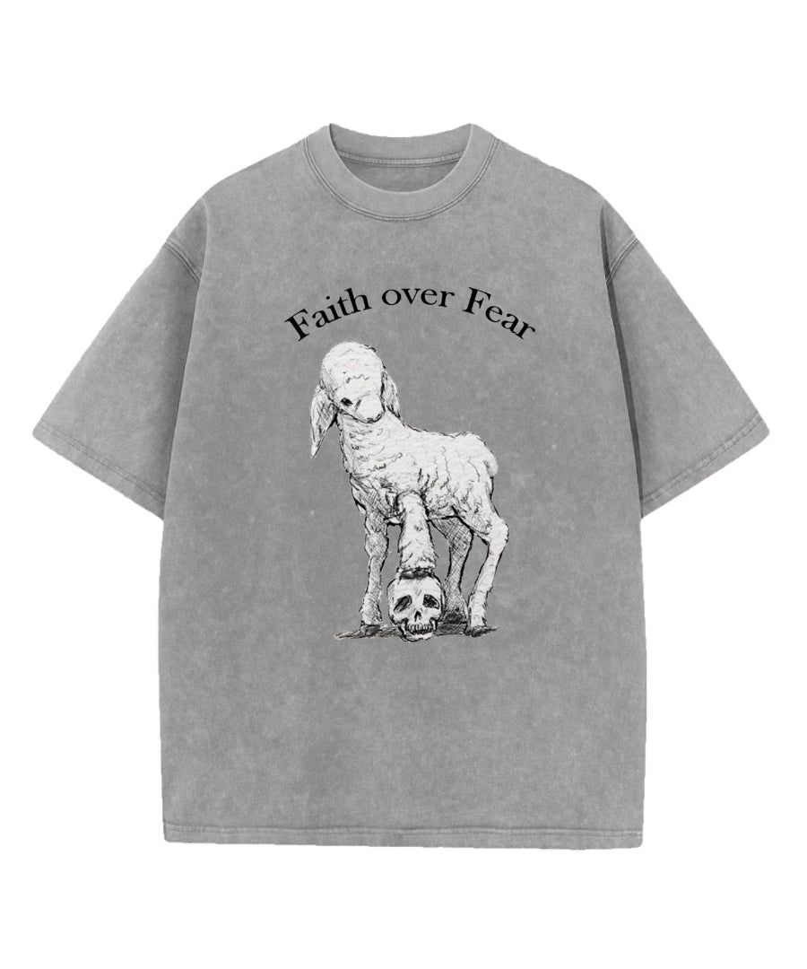 Faith Over Fear Washed Christian T-shirt Hoodie, Sweatshirt | CiraTrend.com (Image 3)