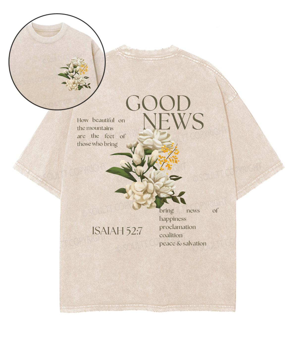 Good News Double Sided Unisex Washed Christian T-shirt Hoodie, Sweatshirt | CiraTrend.com (Image 1)