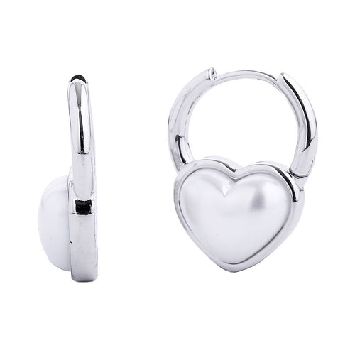 14K Gold-Dipped Pearl Heart Huggie Earring