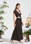 Solid Wide-Leg Elastic Waist Pants (KT-1407)