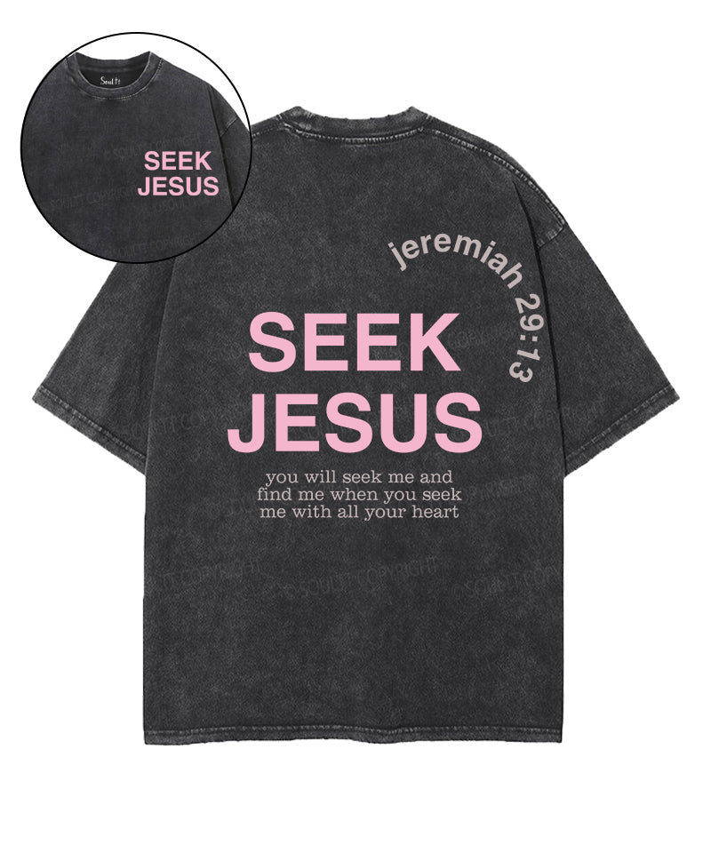 Seek Jesus Double Sided Washed Christian T-shirt Hoodie, Sweatshirt | CiraTrend.com (Image 1)
