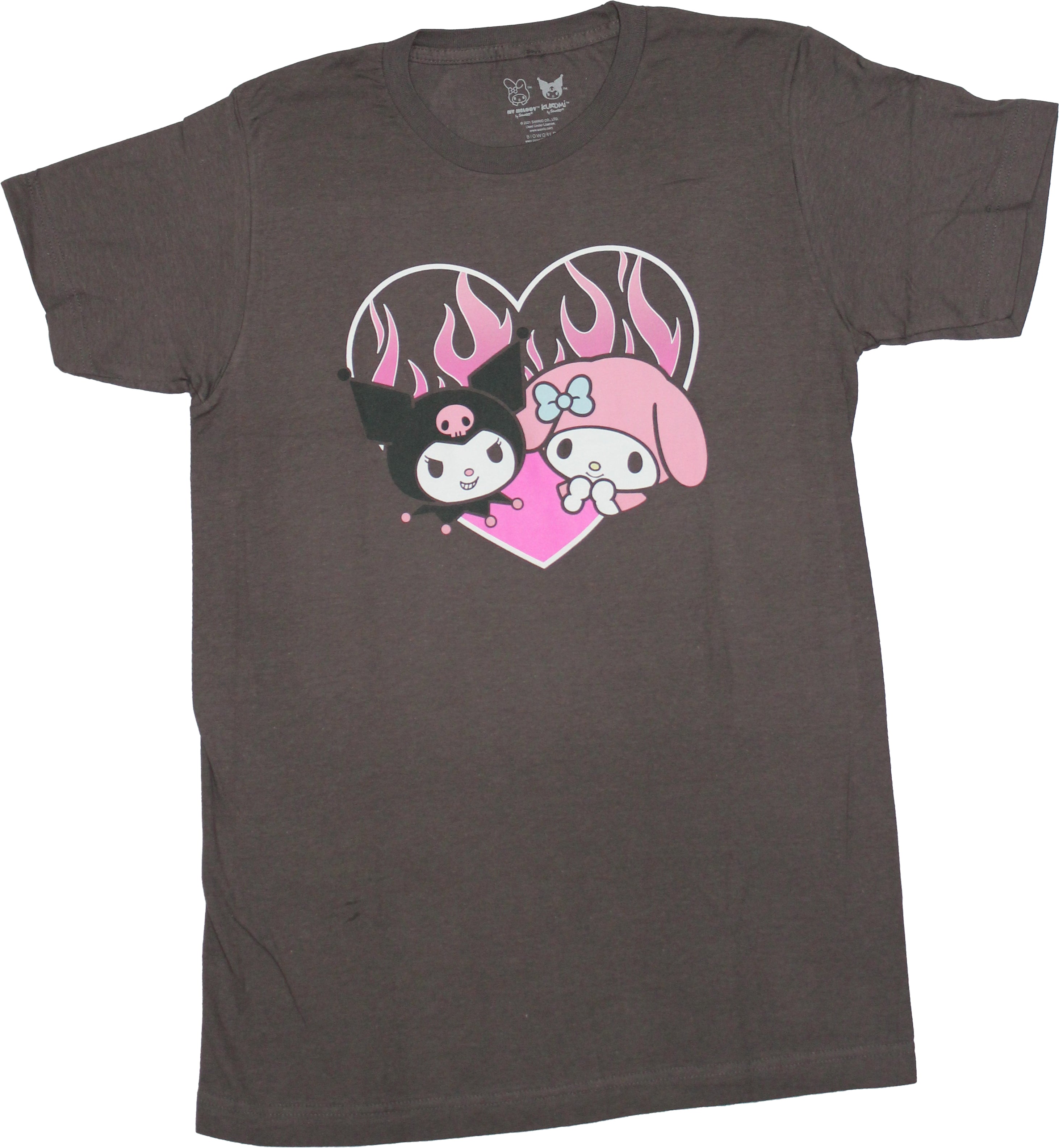 Kuromi Mens T-Shirt - With My Melody In Fiery Heart Hoodie, Sweatshirt | CiraTrend.com
