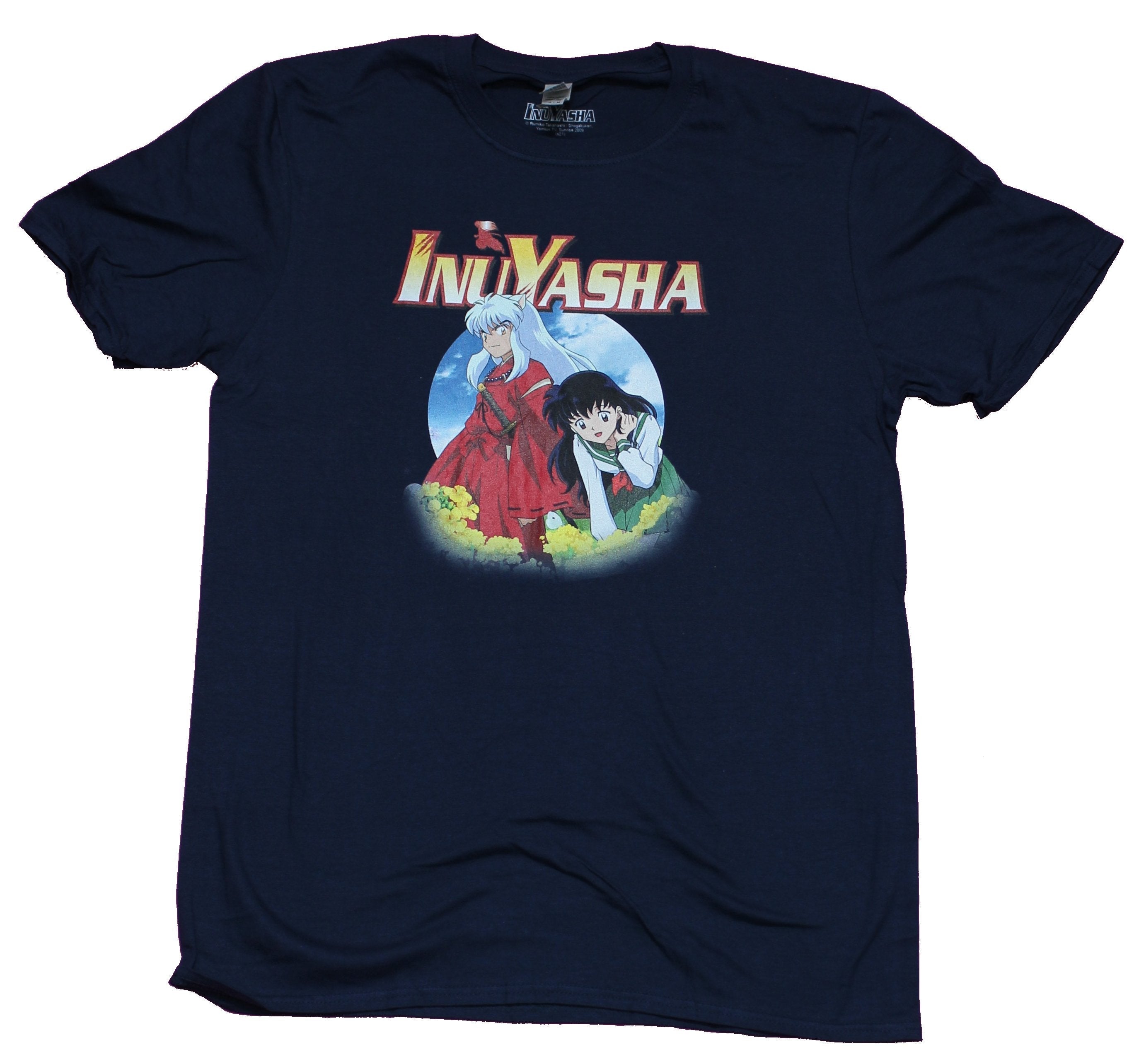 Inuyasha Mens T-Shirt - Inuyasha & Kagome in Circle Under Logo Hoodie, Sweatshirt | CiraTrend.com