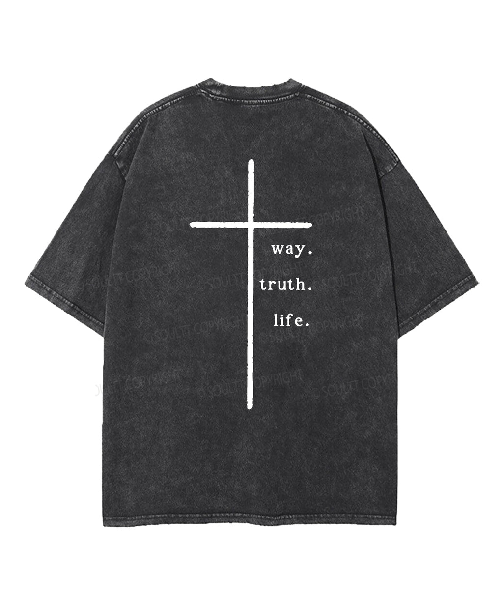 He Is The Way Unisex Washed Christian T-shirt Hoodie, Sweatshirt | CiraTrend.com (Image 3)