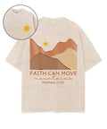 Faith Can Move Mountain Double Sided Unisex Washed Christian T-shirt Hoodie, Sweatshirt | CiraTrend.com (Image 1)