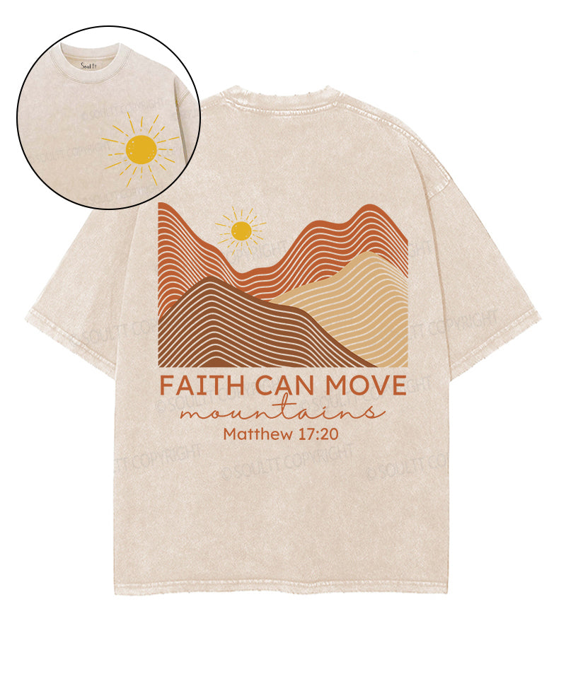 Faith Can Move Mountain Double Sided Unisex Washed Christian T-shirt Hoodie, Sweatshirt | CiraTrend.com (Image 1)