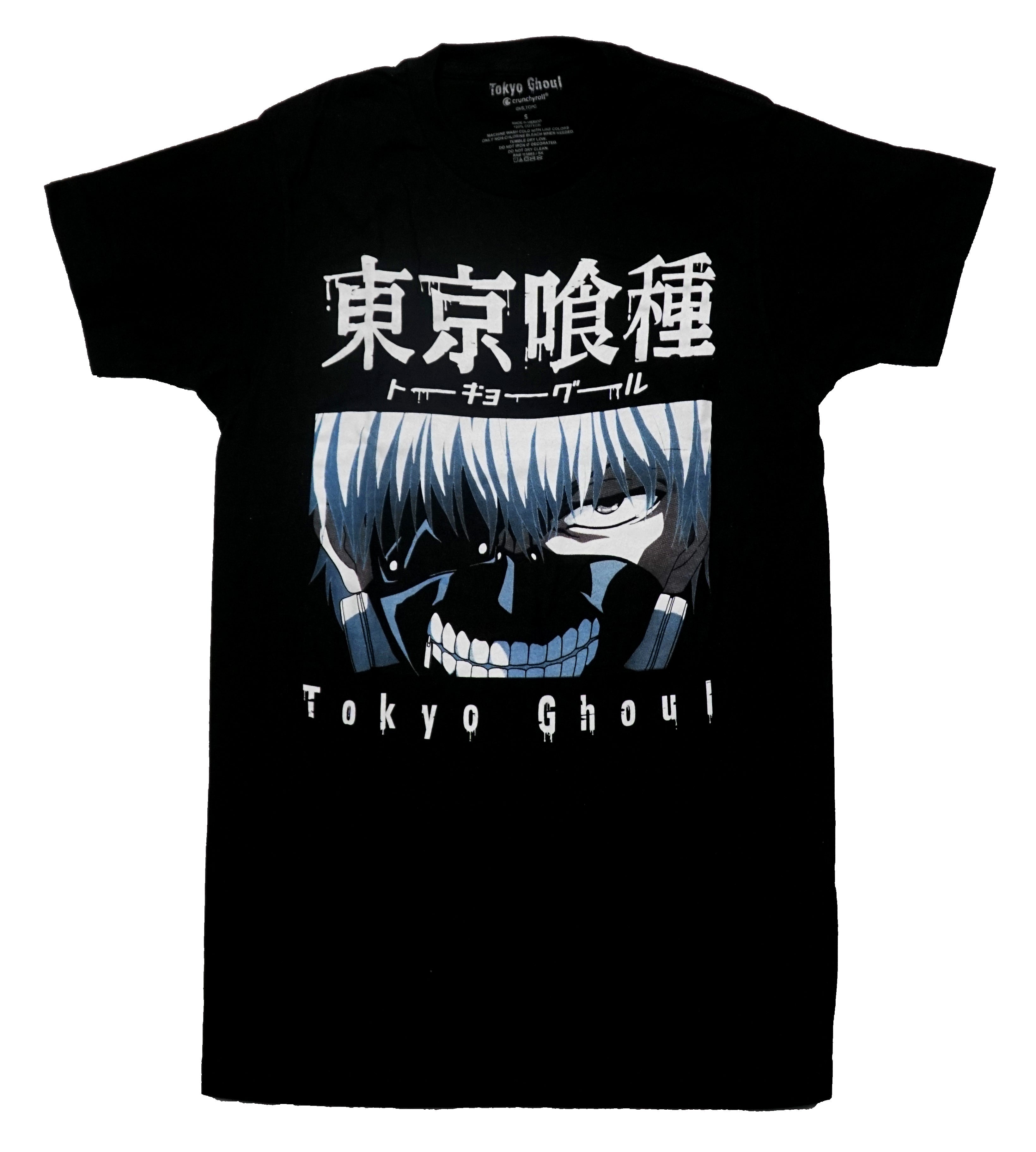 Tokyo Ghoul Mens T-Shirt - Blue Tinted Face Under Kanji Hoodie, Sweatshirt | CiraTrend.com