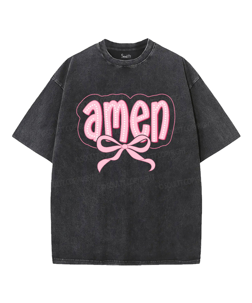 Amen Bow Unisex Washed Christian T-shirt Hoodie, Sweatshirt | CiraTrend.com (Image 1)
