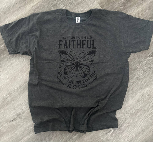 All My Life Butterfly On Tultex Heather Charcoal Tee