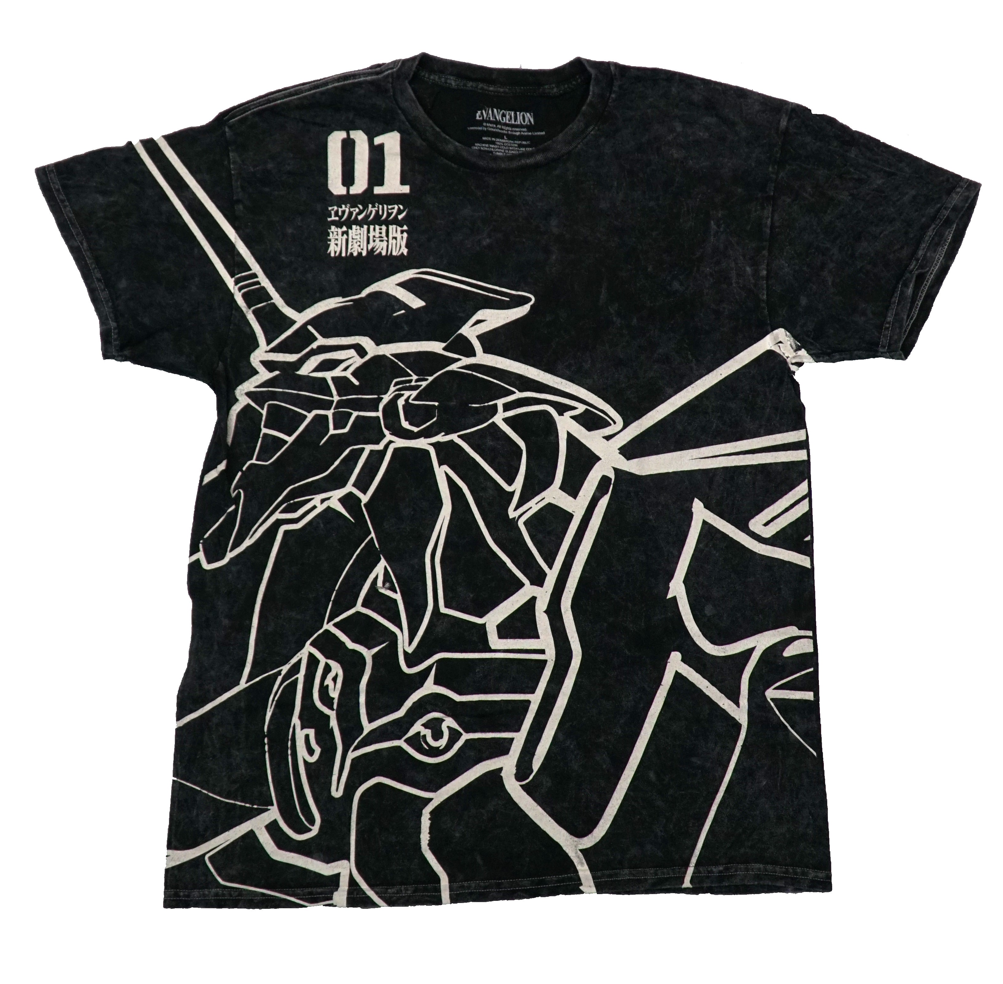 Evangelion  Mens T-Shirt - Evan-01 White Outline Stone Washed Hoodie, Sweatshirt | CiraTrend.com