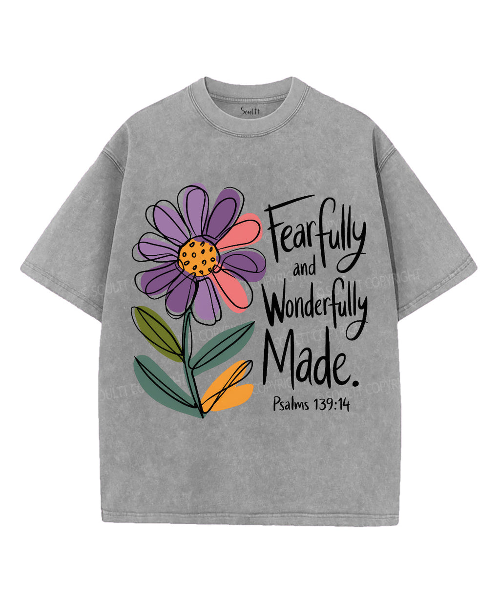 Fearfully And Wonderfully Made Unisex Washed Christian T-shirt Hoodie, Sweatshirt | CiraTrend.com (Image 2)