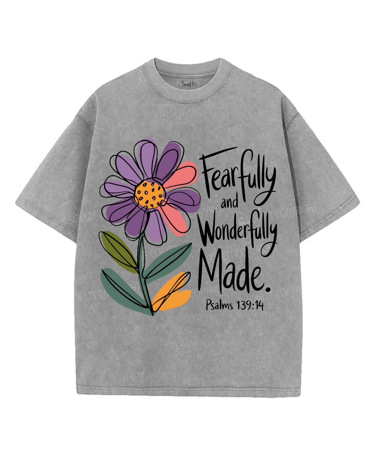 Fearfully And Wonderfully Made Unisex Washed Christian T-shirt Hoodie, Sweatshirt | CiraTrend.com (Image 2)