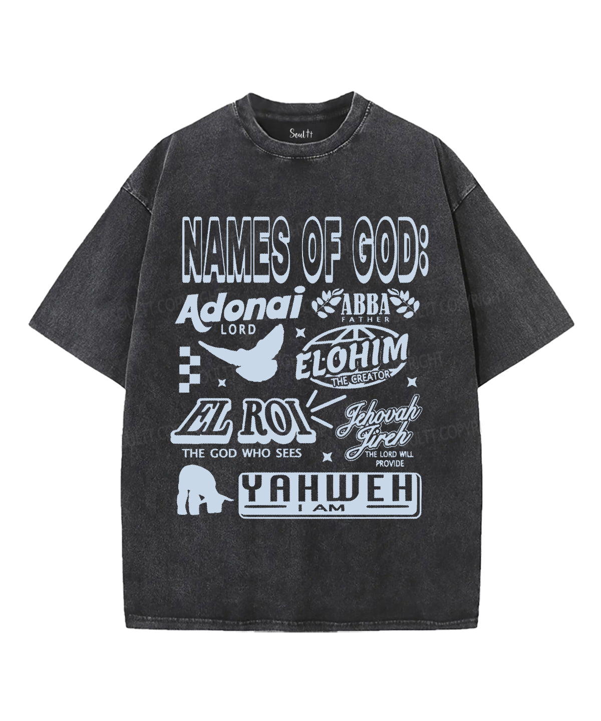 Names Of God Unisex Washed Christian T-shirt Hoodie, Sweatshirt | CiraTrend.com (Image 2)