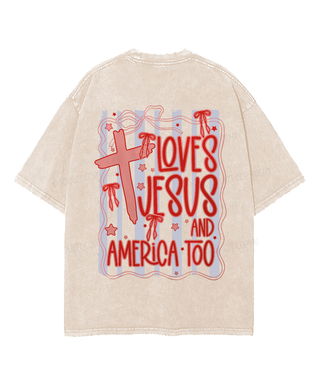 Love Jesus And America Double Sided Unisex Washed Christian T-shirt Hoodie, Sweatshirt | CiraTrend.com (Image 3)