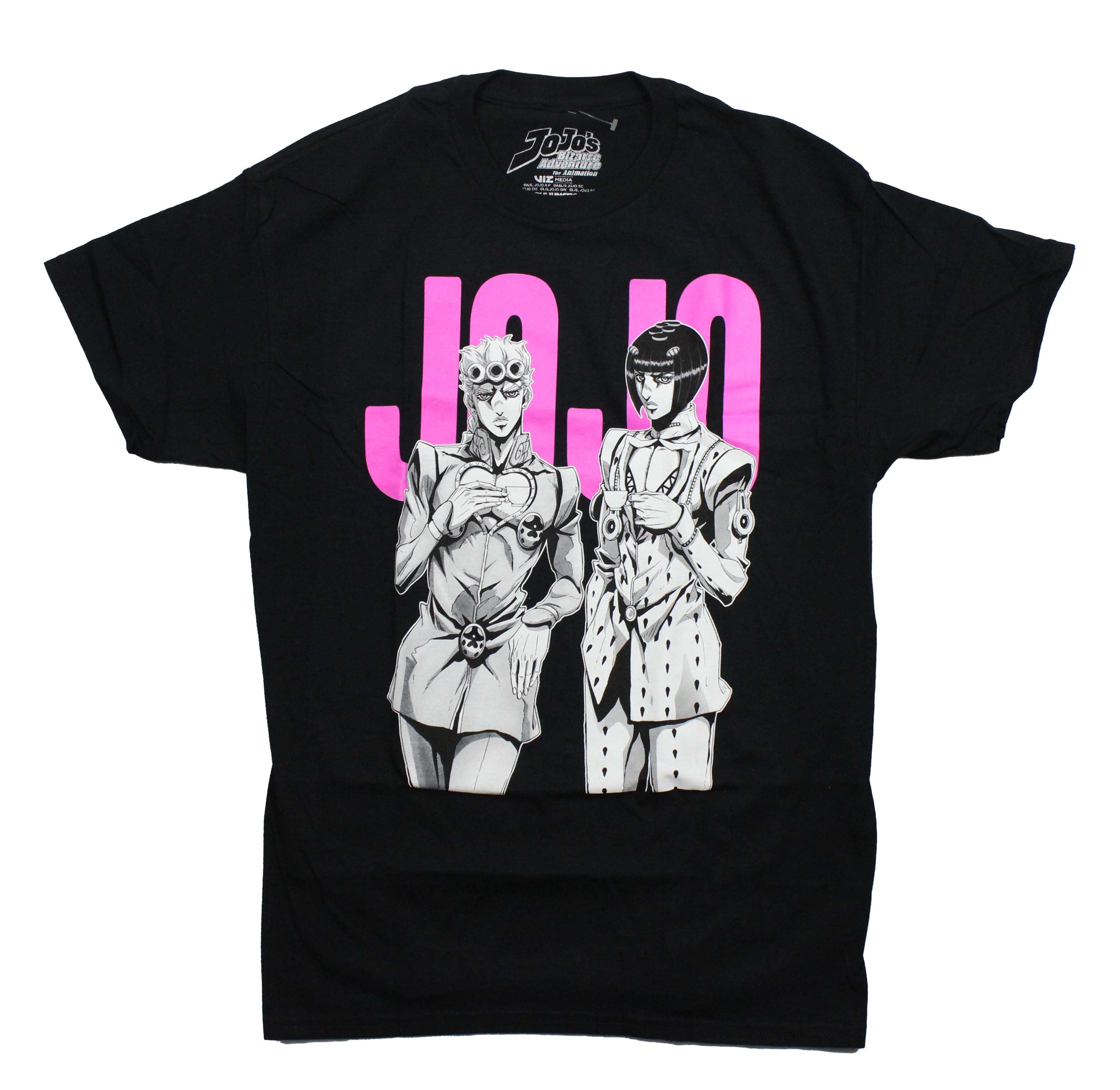 Jojo's Bizarre Adventure Mens T-Shirt -Grayscale Duo Below Hot Pink JOJO Hoodie, Sweatshirt | CiraTrend.com