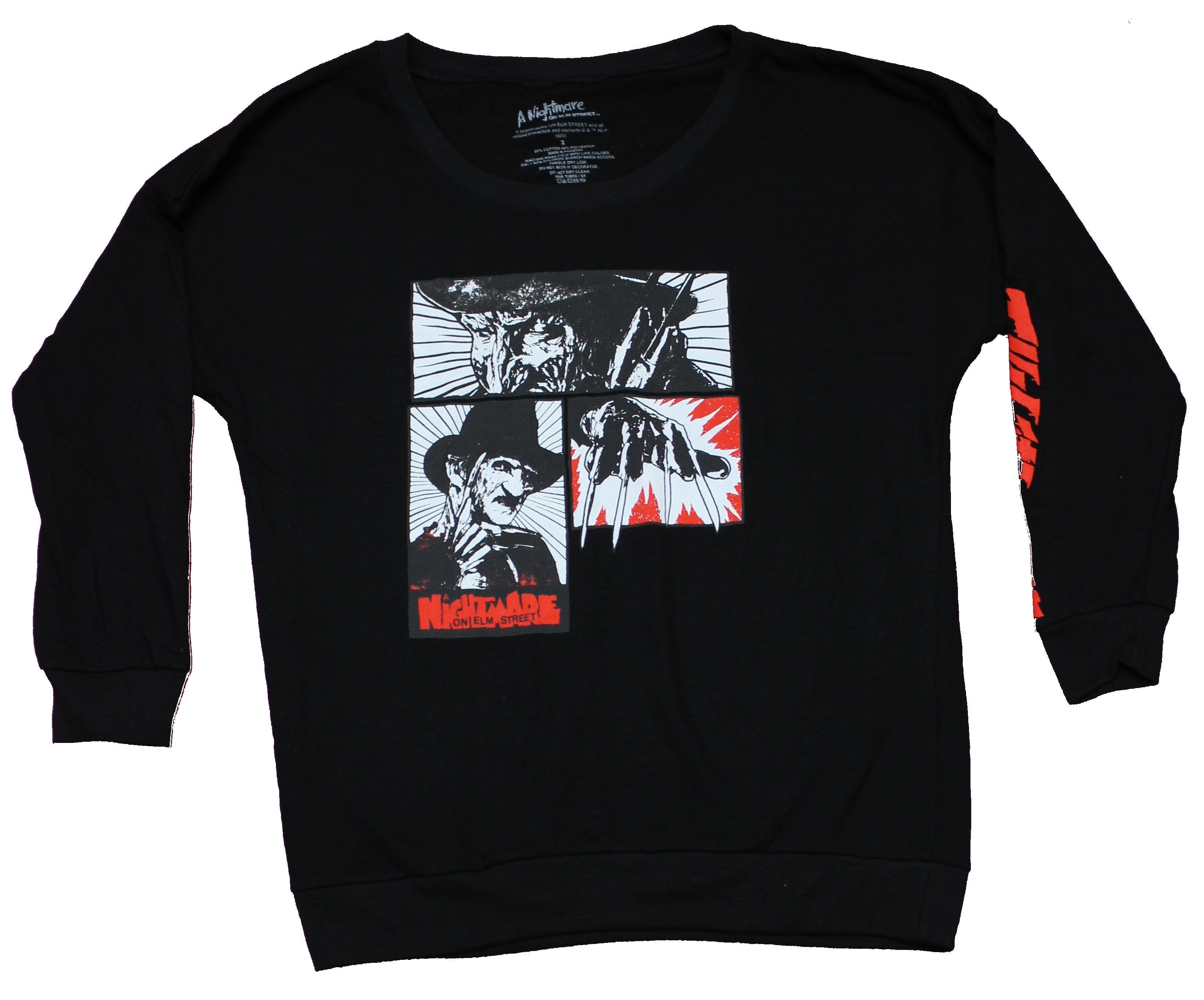 Nightmare on Elm Street Girls Juniors Sweatshirt - 3 Picture Box of Freddy T-Shirts, Hoodie | CiraTrend.com