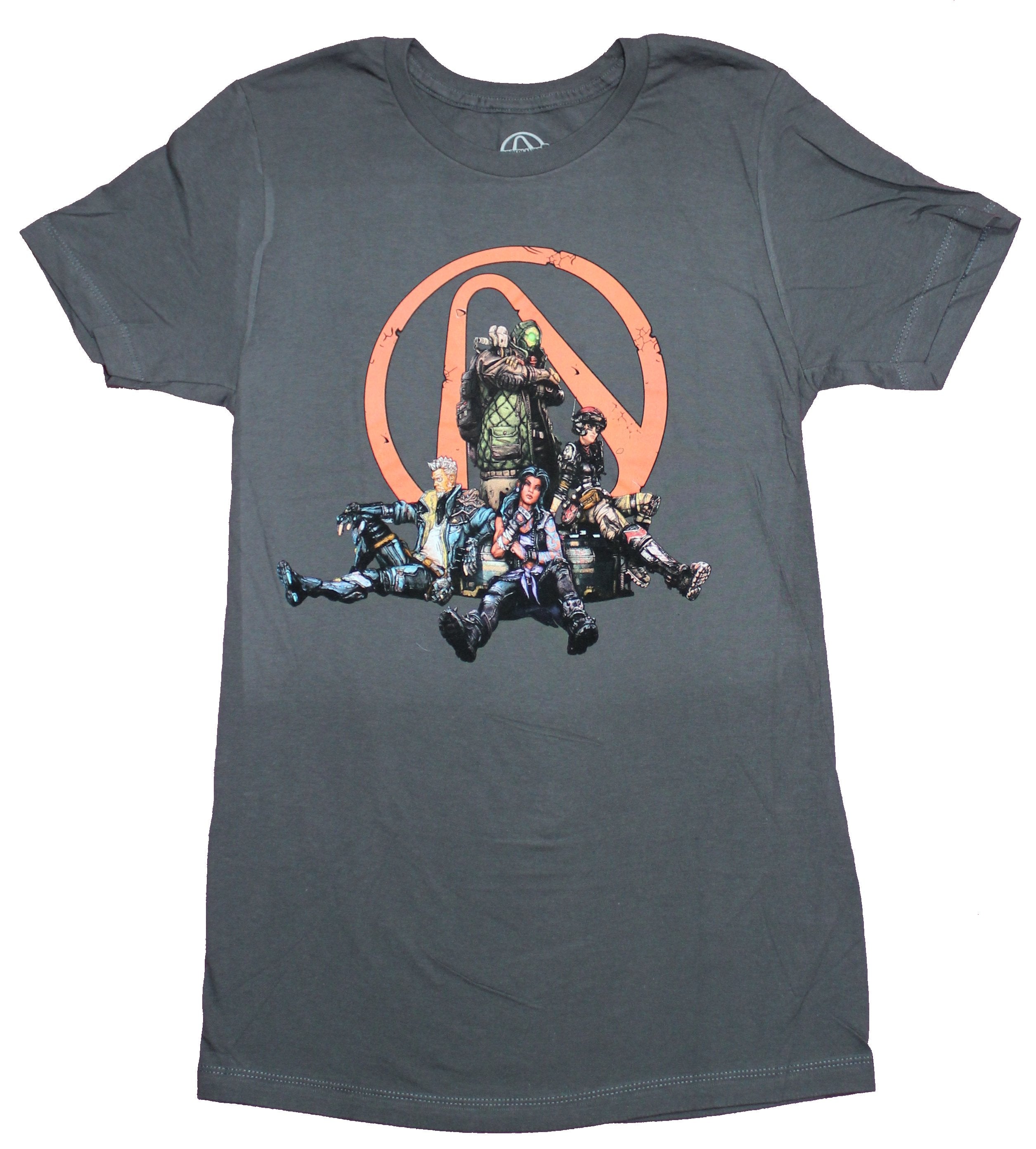 Borderlands Mens T-Shirt - Relaxing Group in Front of Logo Image Hoodie, Sweatshirt | CiraTrend.com
