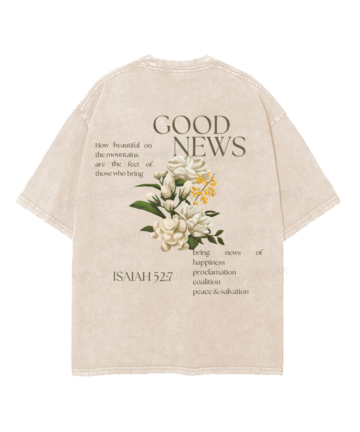 Good News Double Sided Unisex Washed Christian T-shirt Hoodie, Sweatshirt | CiraTrend.com (Image 3)