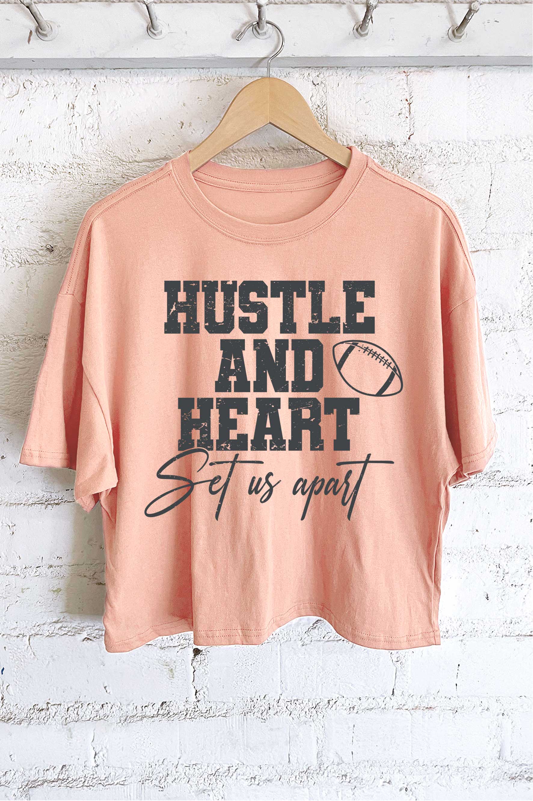 Hustle and Heart Football Graphic Long Crop Top