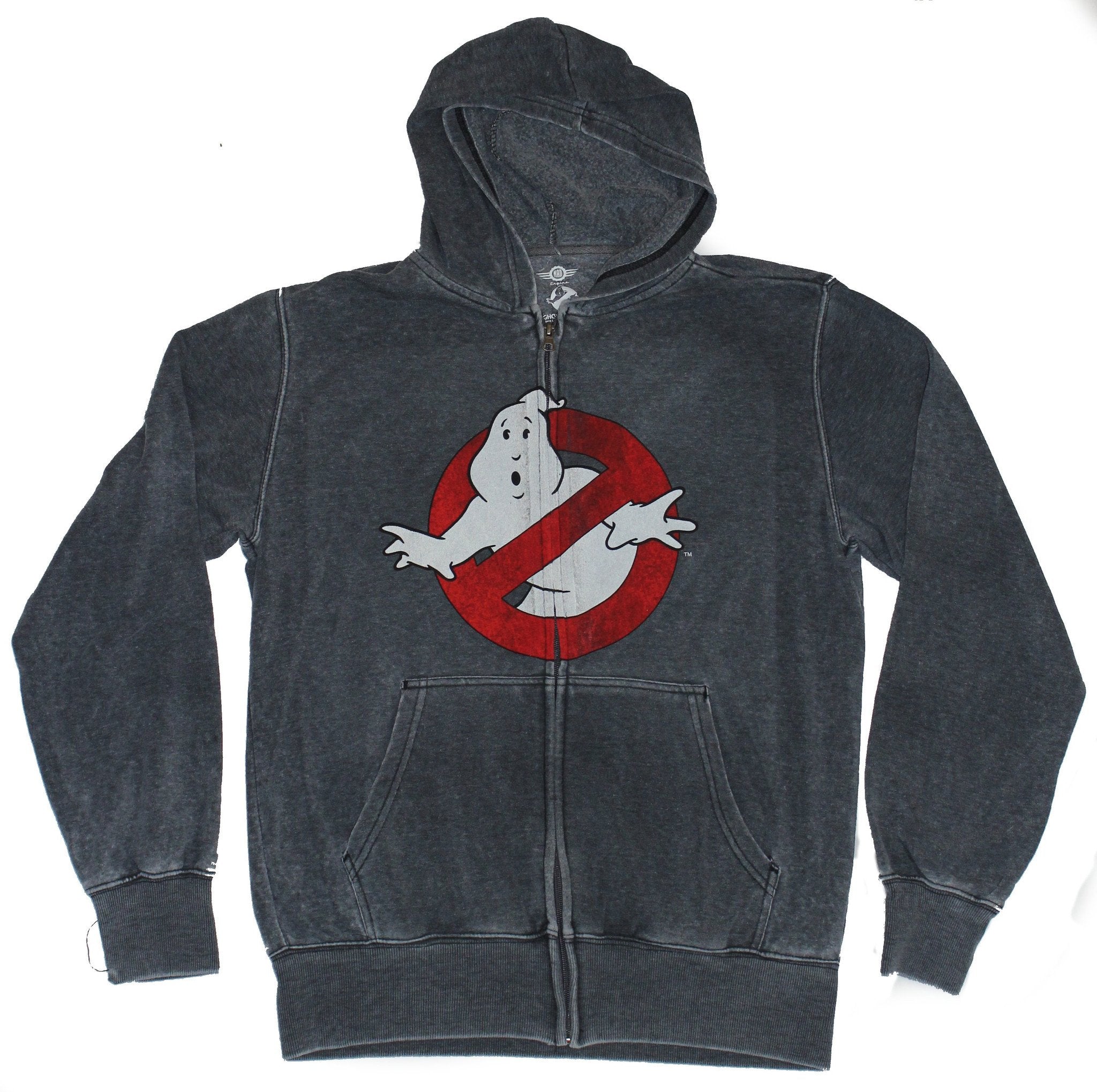 Ghostbusters Mens Zip Up Hoodie- Distressed Classic No Ghost Logo T-Shirts, Sweatshirt | CiraTrend.com