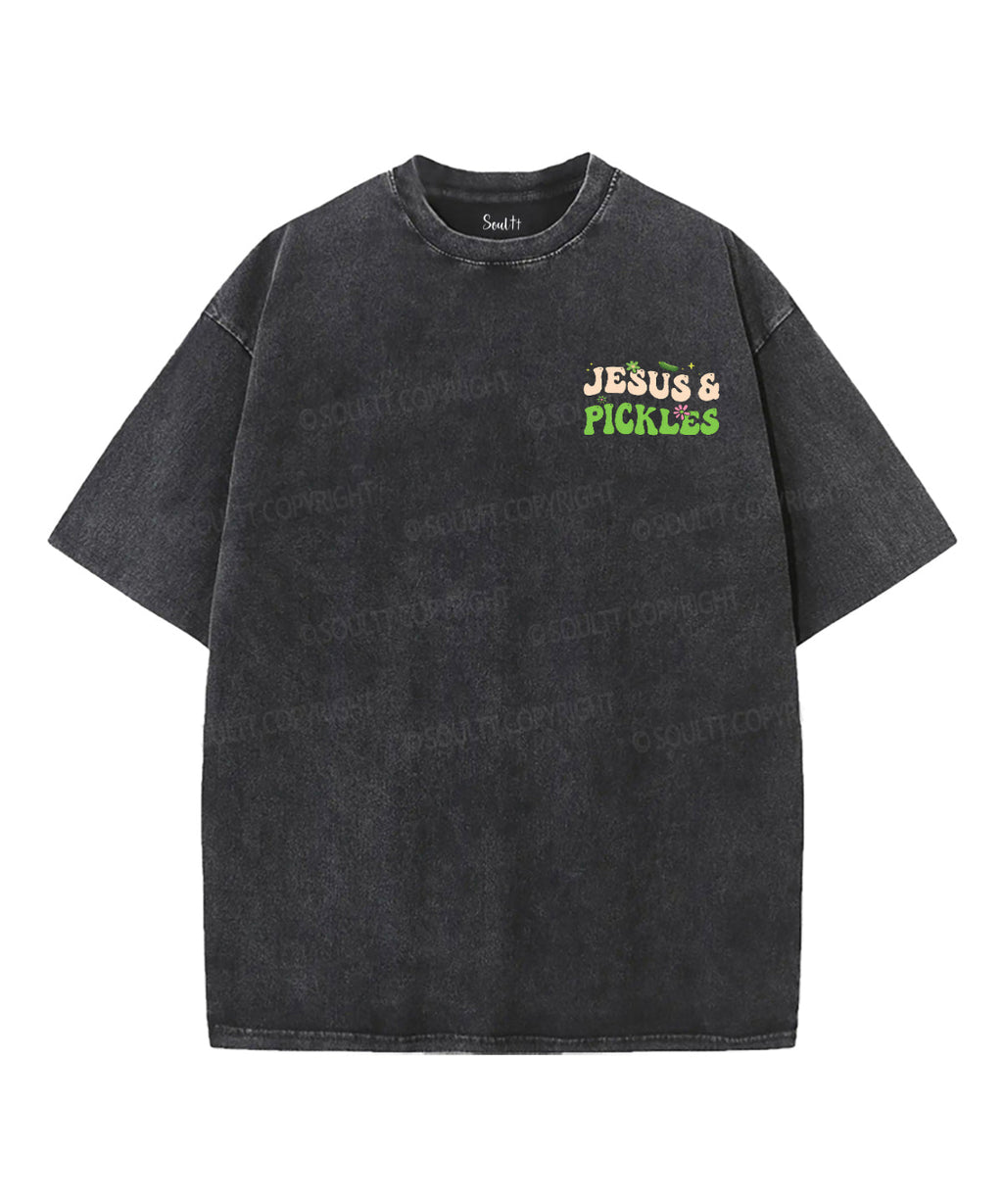 Love Jesus And Love Pickles Double Sided Unisex Washed Christian T-shirt Hoodie, Sweatshirt | CiraTrend.com (Image 3)